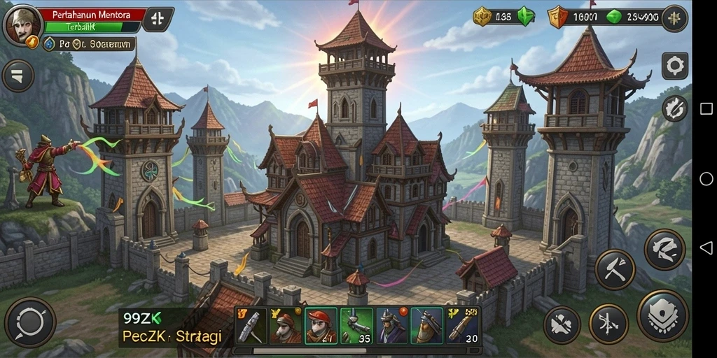 Tampilan gameplay <strong>99ZK</strong> menampilkan pertahanan menara yang dinamis dan strategi mendebarkan.