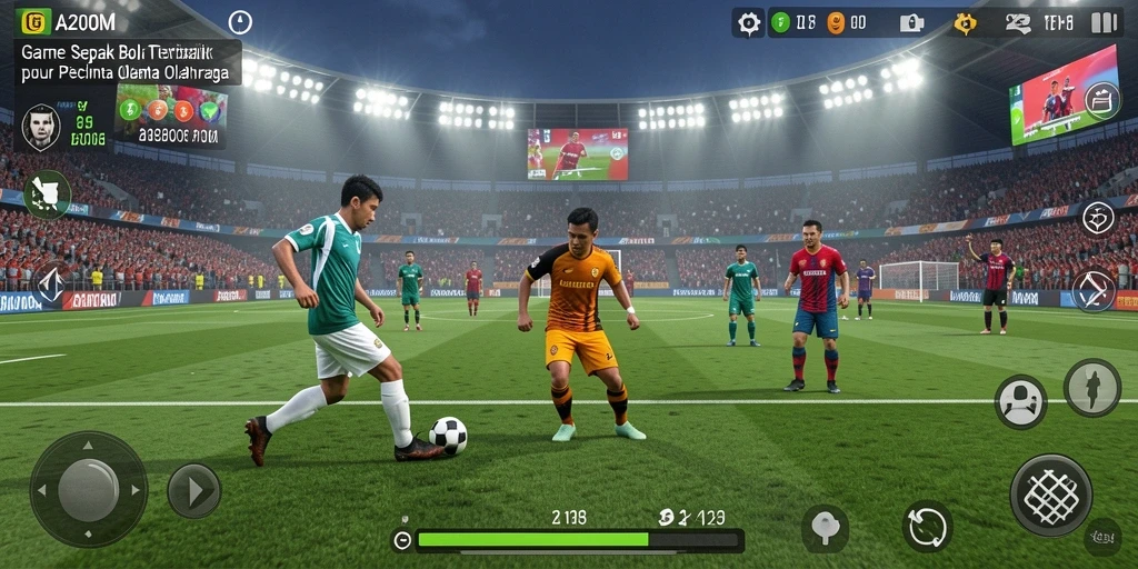 Gameplay A200M yang mengasyikkan dalam pertandingan sepak bola.