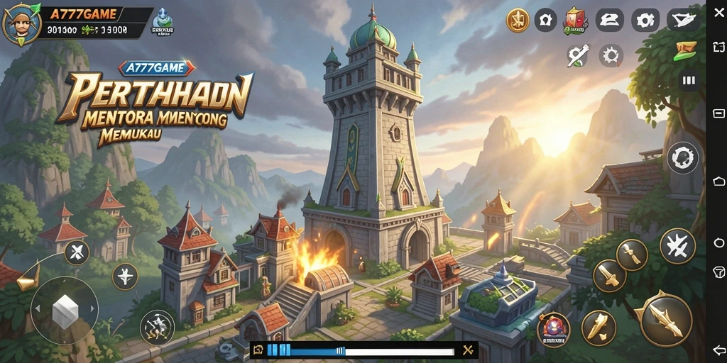 Tampilan seru gameplay A777GAME di Tower Defense.