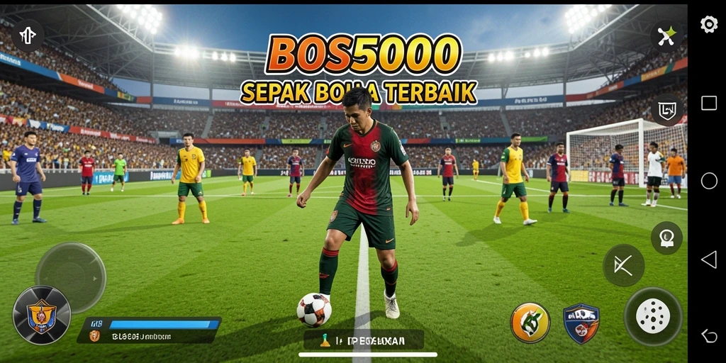 Tampilan menarik dari gameplay sepak bola di BOS5000.