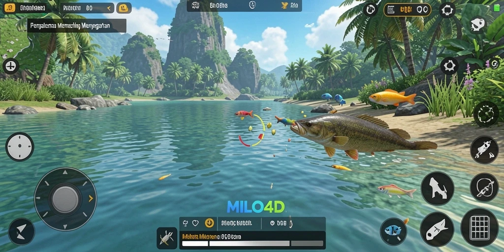 Tampilan gameplay <strong>MILO4D</strong> yang menampilkan aksi memancing yang intens.