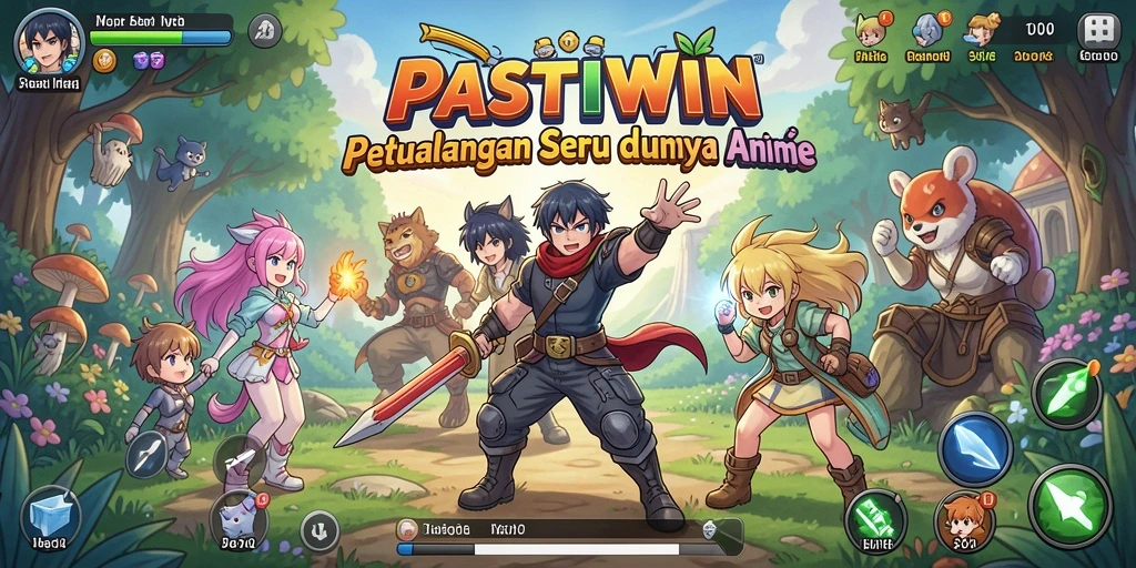 Tampilan gameplay seru di PASTIWIN dengan karakter anime yang dinamis.