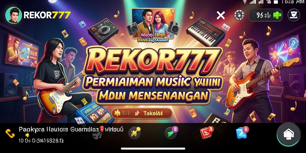 Tampilan gameplay REKOR777 dengan berbagai pilihan lagu musik.