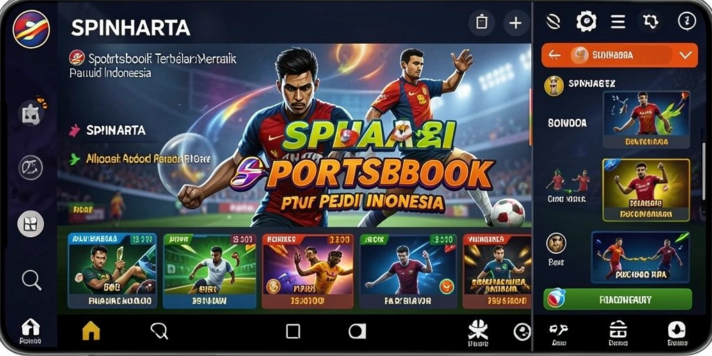Tampilan antarmuka SPINHARTA yang menarik dan informatif untuk taruhan olahraga.