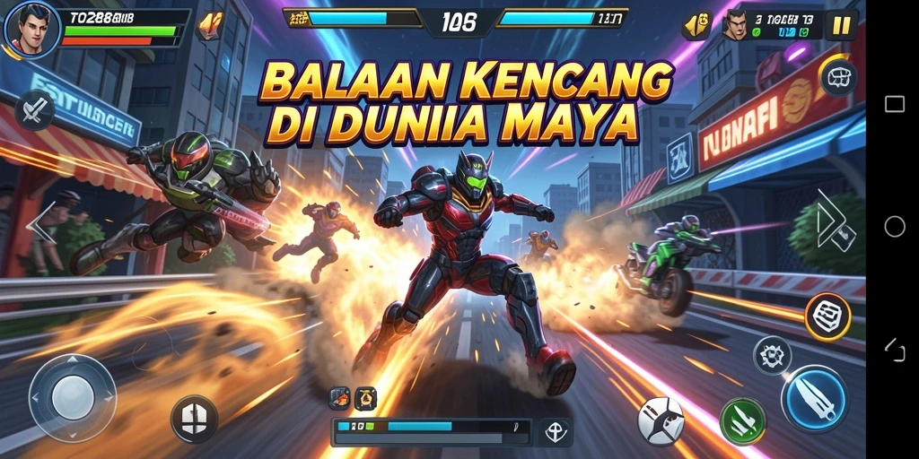 Screenshot utama TO288 menampilkan mobil balap berkinerja tinggi di trek yang menantang.