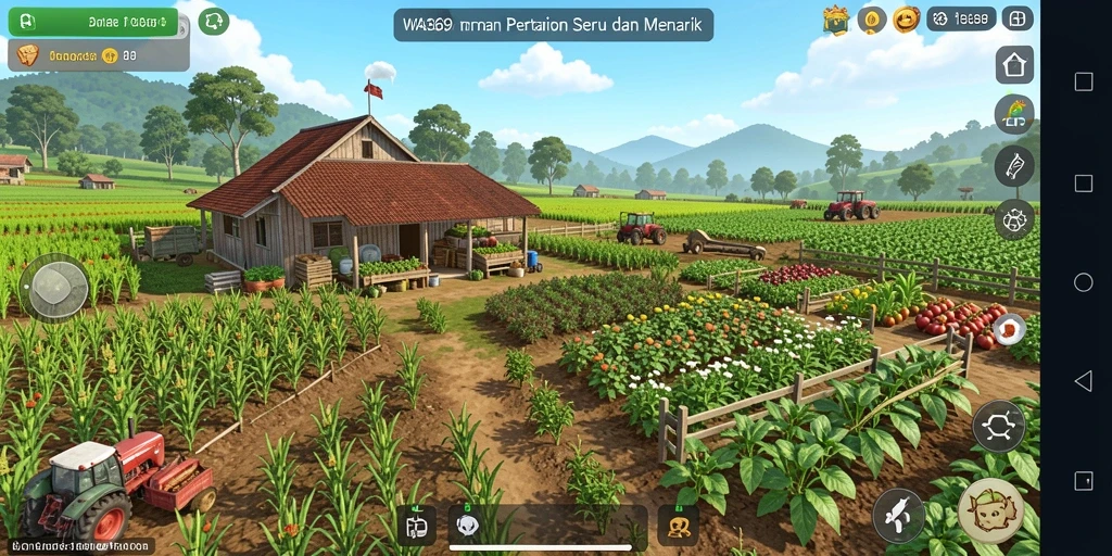 Tampilan gameplay WA369 dengan grafis pertanian yang menawan.